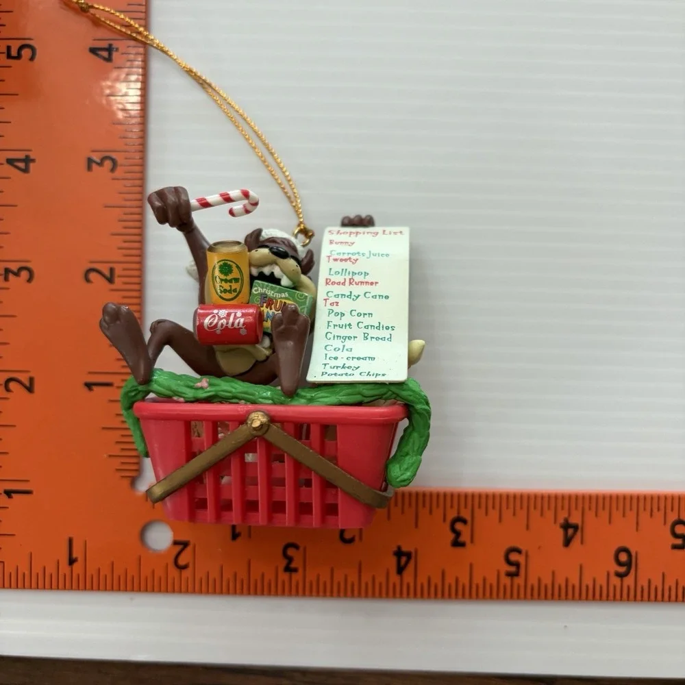 Vintage 1997 Tax Looney Tunes Christmas Ornament Shopping List Basket